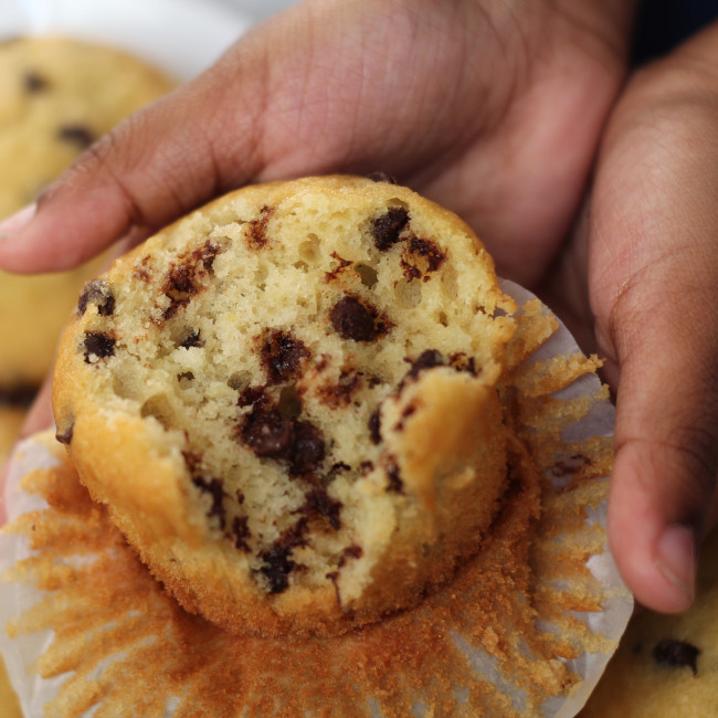 happy chocolate chip muffins.